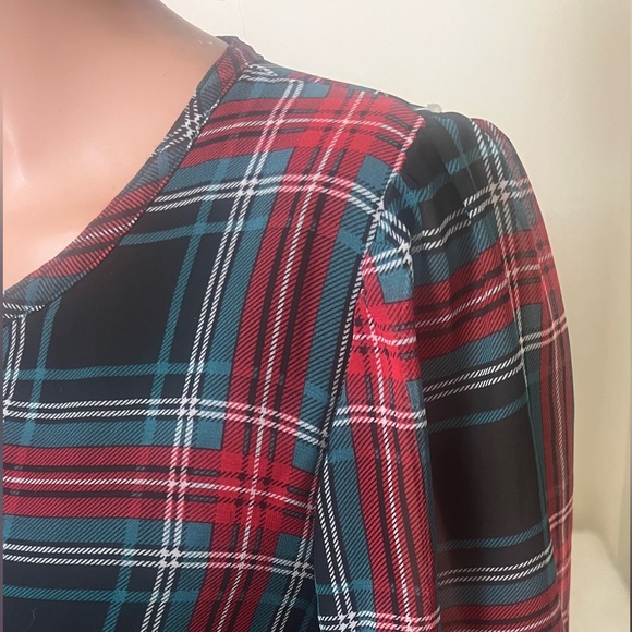 Draper James Red and Blue Ruffled Bishop Sleeve Dress - Picture 9 of 16